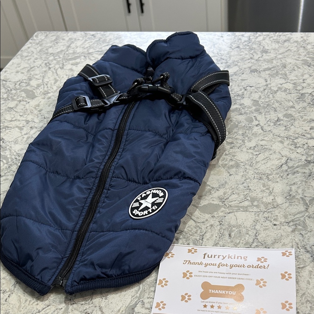 Furry King Winter Dog Vest and leash